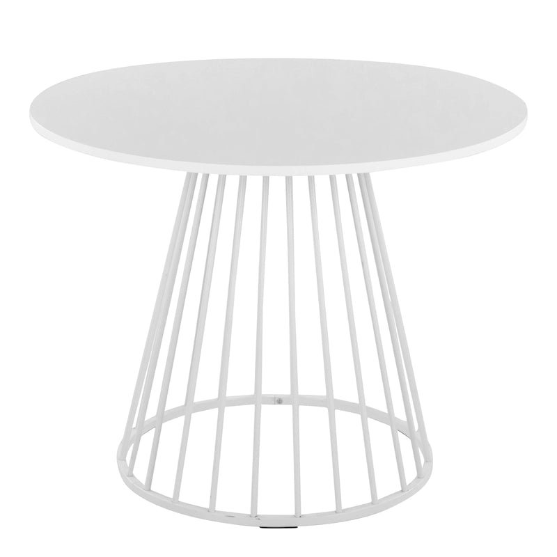 Silver Orchid Table à manger ronde Pugo Canary avec piètement colonne