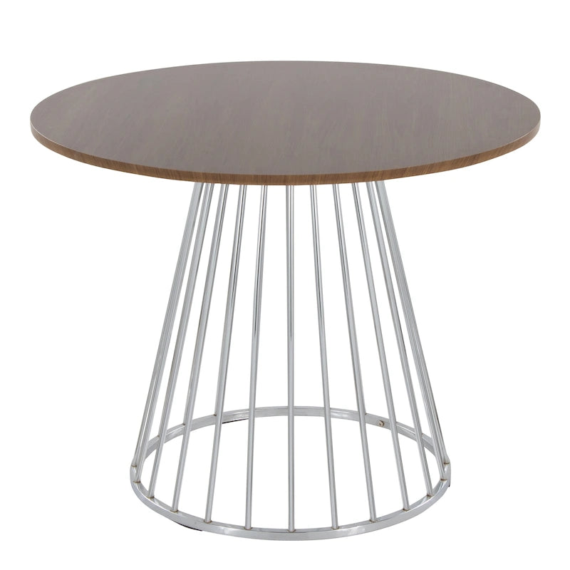 Silver Orchid Table à manger ronde Pugo Canary avec piètement colonne