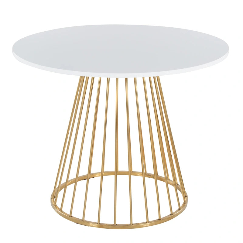 Silver Orchid Table à manger ronde Pugo Canary avec piètement colonne