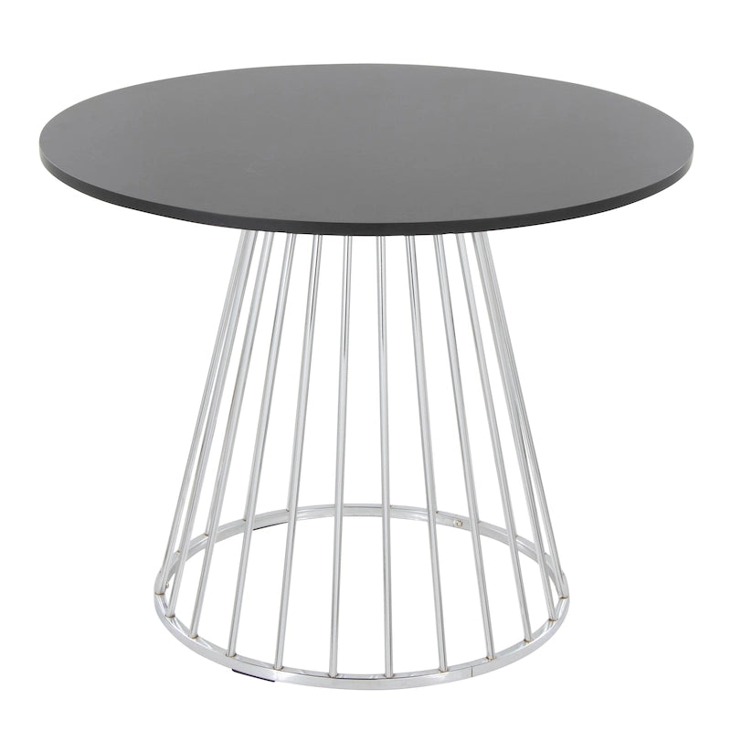 Silver Orchid Table à manger ronde Pugo Canary avec piètement colonne