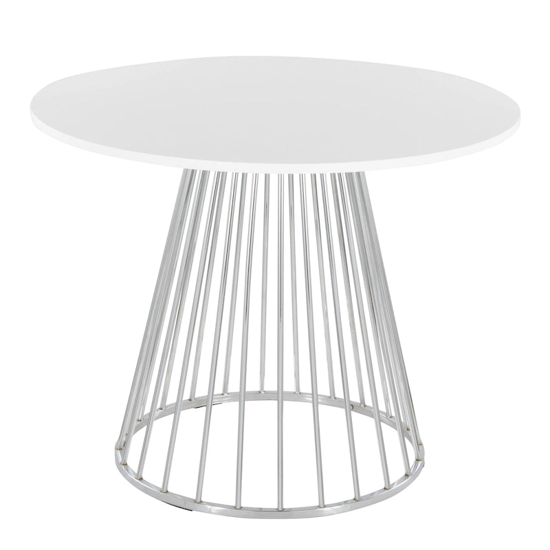 Silver Orchid Table à manger ronde Pugo Canary avec piètement colonne