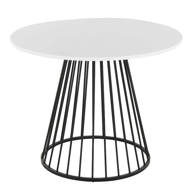 Silver Orchid Table à manger ronde Pugo Canary avec piètement colonne