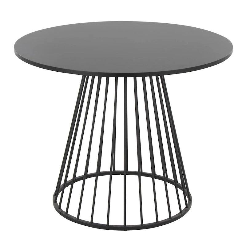Silver Orchid Table à manger ronde Pugo Canary avec piètement colonne