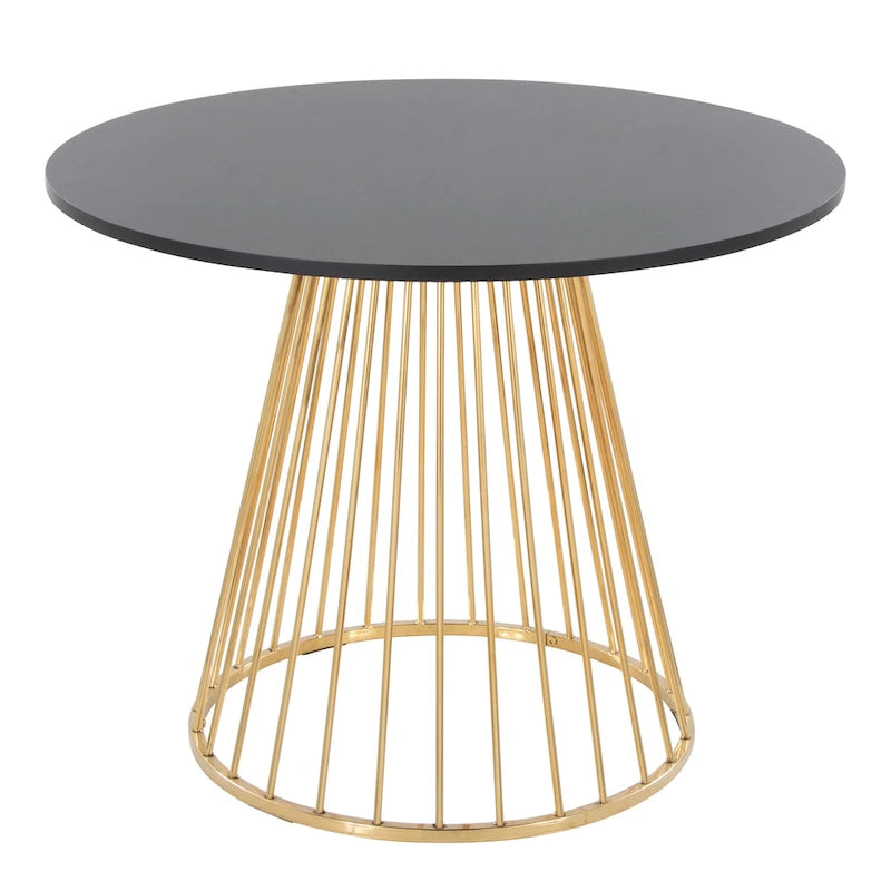 Silver Orchid Table à manger ronde Pugo Canary avec piètement colonne