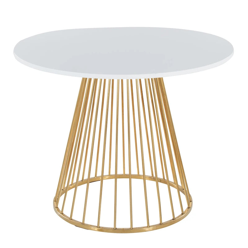 Silver Orchid Table à manger ronde Pugo Canary avec piètement colonne