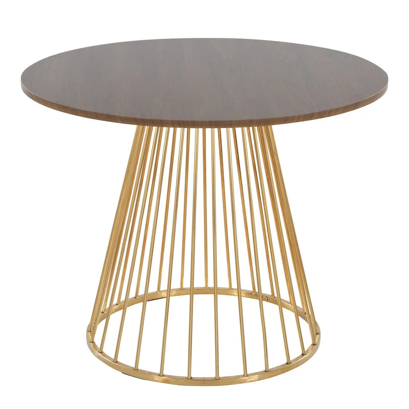 Silver Orchid Table à manger ronde Pugo Canary avec piètement colonne