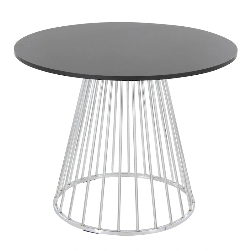 Silver Orchid Table à manger ronde Pugo Canary avec piètement colonne
