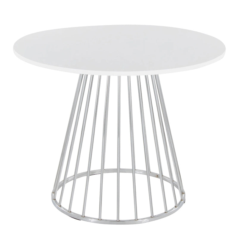 Silver Orchid Table à manger ronde Pugo Canary avec piètement colonne
