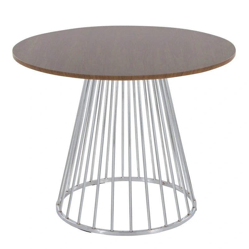 Silver Orchid Table à manger ronde Pugo Canary avec piètement colonne