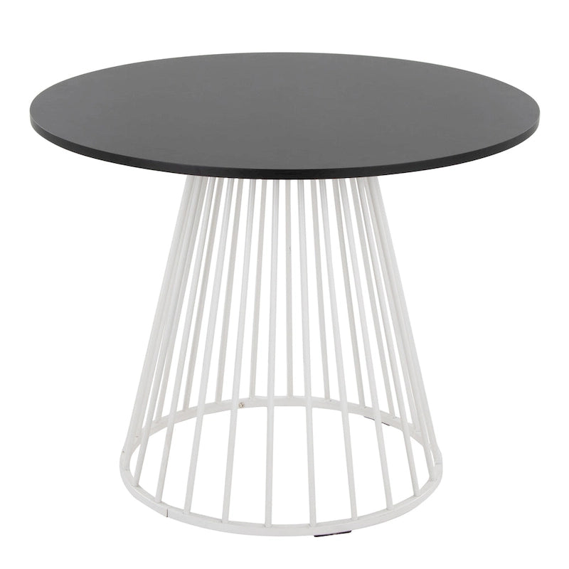 Silver Orchid Table à manger ronde Pugo Canary avec piètement colonne