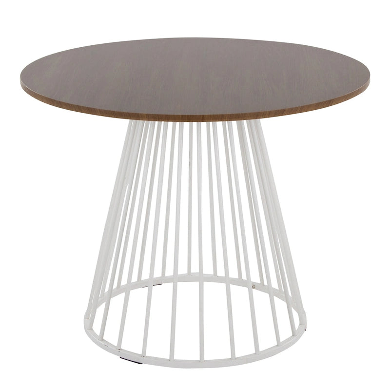 Silver Orchid Table à manger ronde Pugo Canary avec piètement colonne