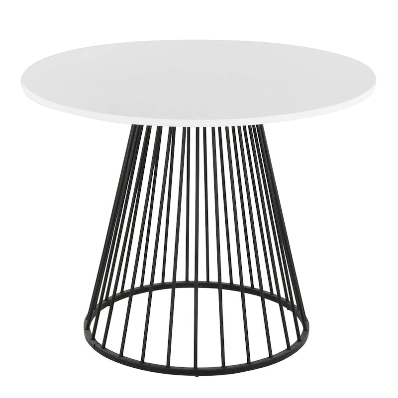 Silver Orchid Table à manger ronde Pugo Canary avec piètement colonne