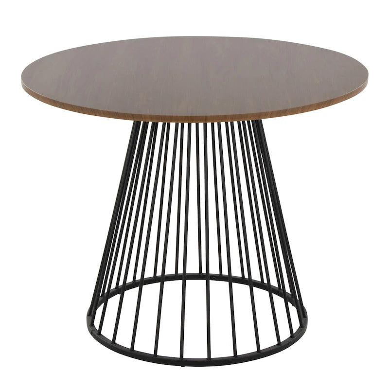 Silver Orchid Table à manger ronde Pugo Canary avec piètement colonne