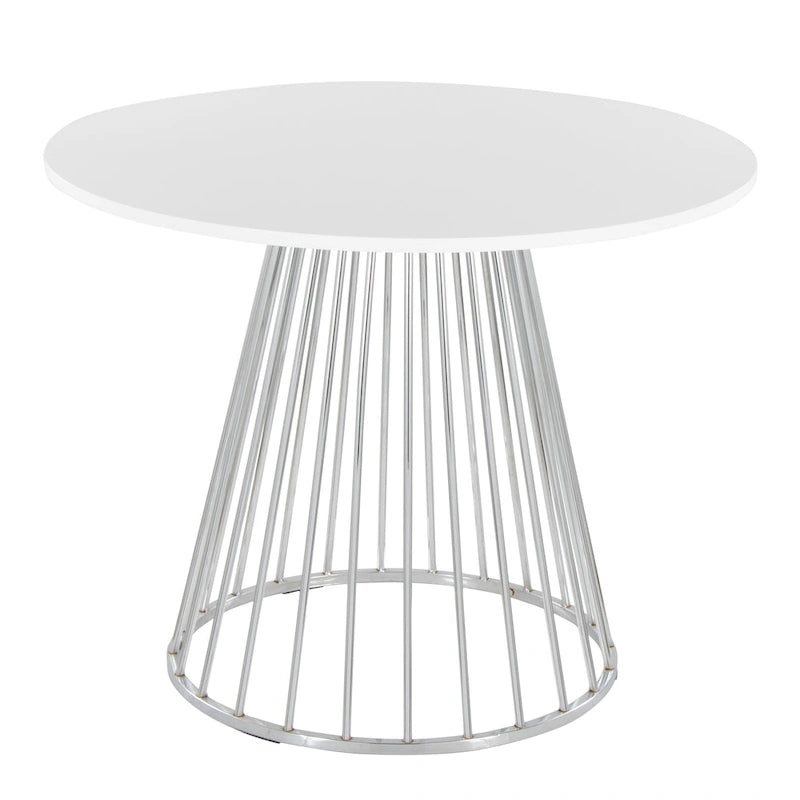 Silver Orchid Table à manger ronde Pugo Canary avec piètement colonne