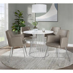 Silver Orchid Table à manger ronde Pugo Canary avec piètement colonne