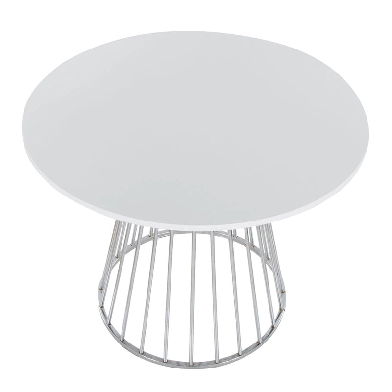 Silver Orchid Table à manger ronde Pugo Canary avec piètement colonne