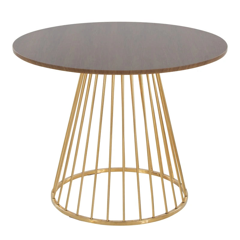Silver Orchid Table à manger ronde Pugo Canary avec piètement colonne