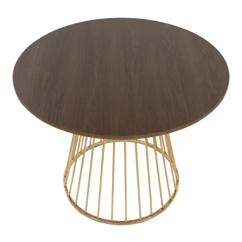 Silver Orchid Table à manger ronde Pugo Canary avec piètement colonne