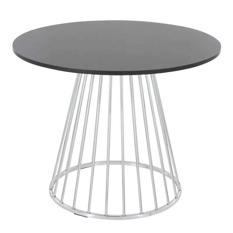 Silver Orchid Table à manger ronde Pugo Canary avec piètement colonne