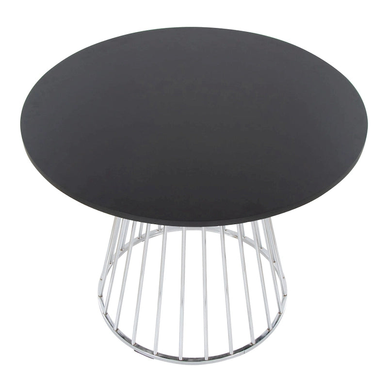 Silver Orchid Table à manger ronde Pugo Canary avec piètement colonne