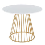 Silver Orchid Table à manger ronde Pugo Canary avec piètement colonne