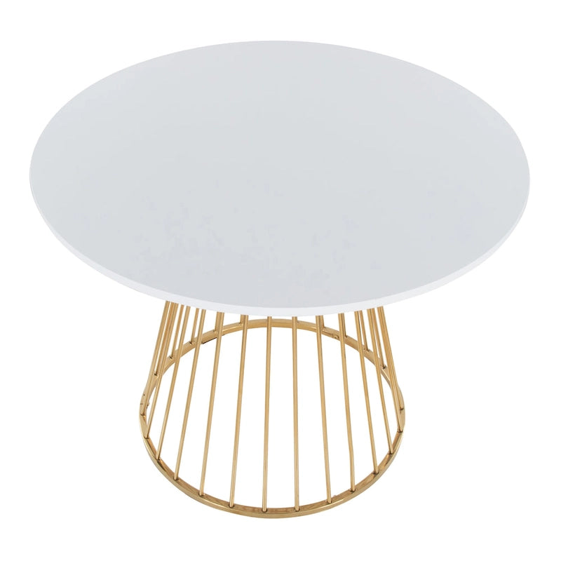 Silver Orchid Table à manger ronde Pugo Canary avec piètement colonne