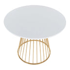 Silver Orchid Table à manger ronde Pugo Canary avec piètement colonne