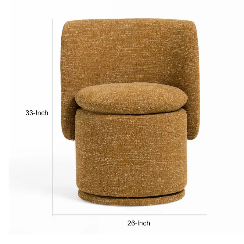 Chaise de salle à manger pivotante Reno Nori 26 po, polyester jaune, bois de peuplier massif