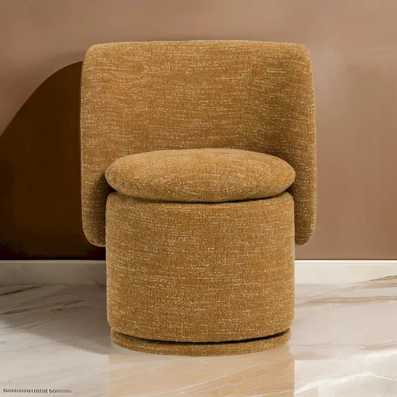 Chaise de salle à manger pivotante Reno Nori 26 po, polyester jaune, bois de peuplier massif