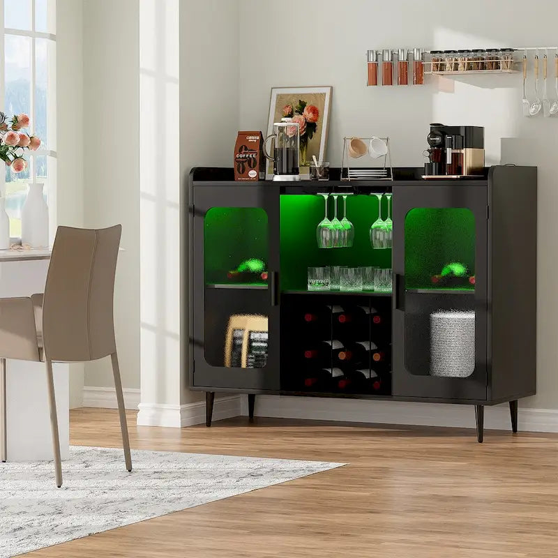 Bahut de bar industriel avec porte-bouteilles