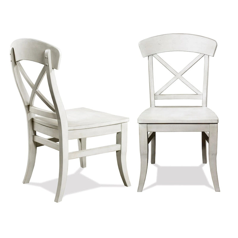 Chaises de salle à manger Roundhill Furniture Harola à dossier croisé (lot de 2), finition blanc fumé