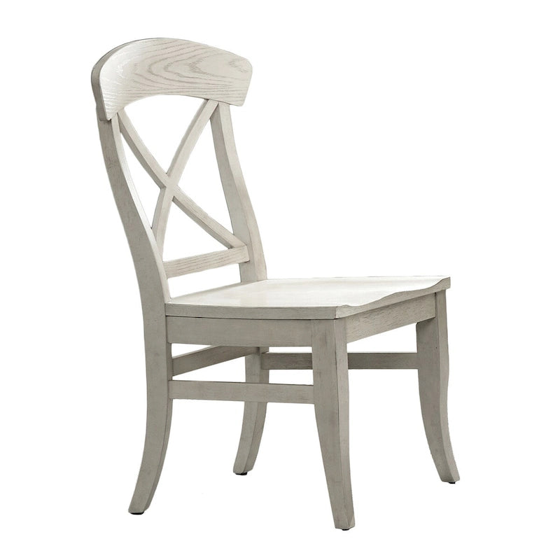 Chaises de salle à manger Roundhill Furniture Harola à dossier croisé (lot de 2), finition blanc fumé