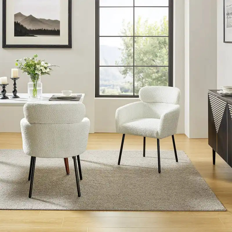 Chaise de salle à manger Amos Modern Boucle avec pieds réglables (lot de 2) par HULALA HOME