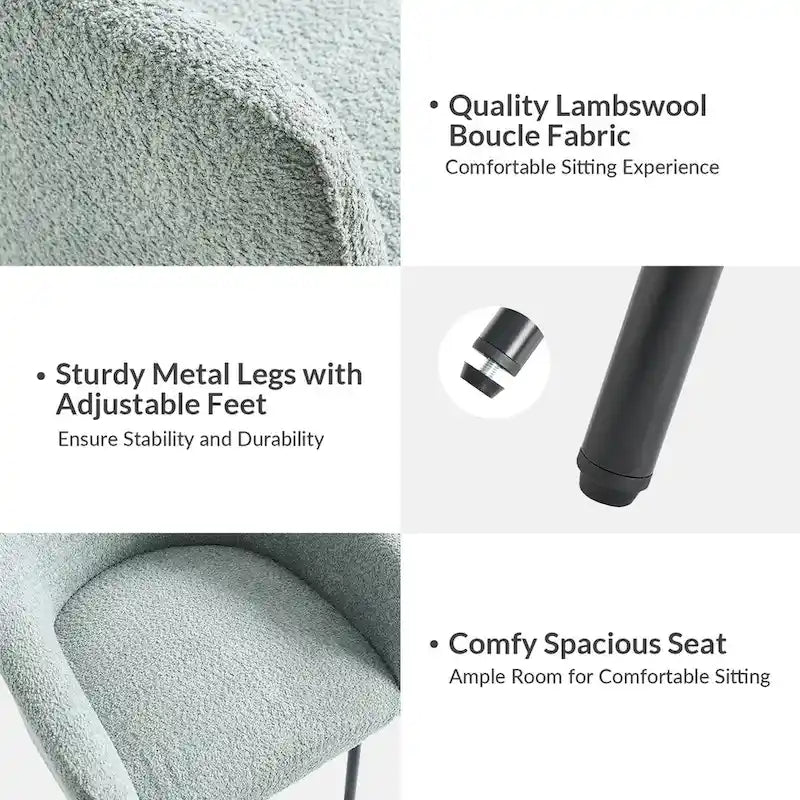 Chaise de salle à manger Amos Modern Boucle avec pieds réglables (lot de 2) par HULALA HOME