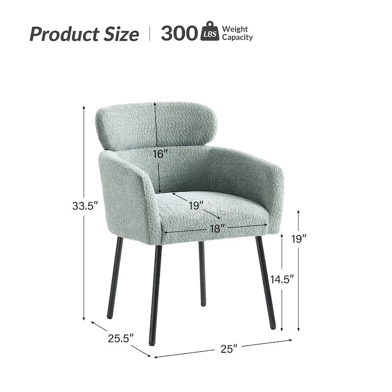 Chaise de salle à manger Amos Modern Boucle avec pieds réglables (lot de 2) par HULALA HOME
