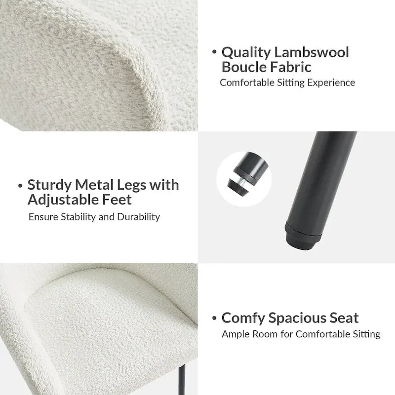 Chaise de salle à manger Amos Modern Boucle avec pieds réglables (lot de 2) par HULALA HOME