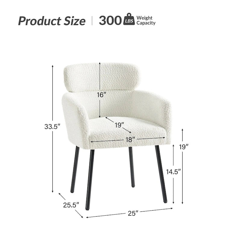 Chaise de salle à manger Amos Modern Boucle avec pieds réglables (lot de 2) par HULALA HOME