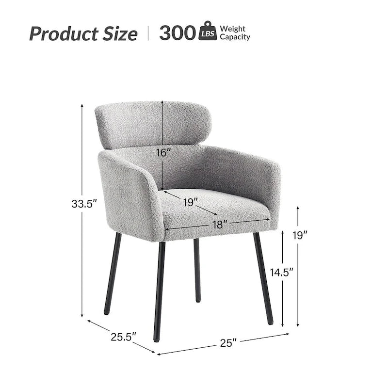Chaise de salle à manger Amos Modern Boucle avec pieds réglables (lot de 2) par HULALA HOME