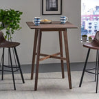Table de salle à manger moderne hauteur bar 42, pieds en hévéa et plateau stratifié