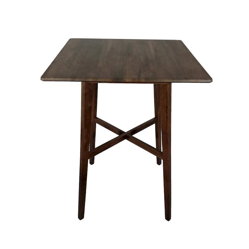 Table de salle à manger moderne hauteur bar 42, pieds en hévéa et plateau stratifié
