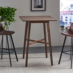 Table de salle à manger moderne hauteur bar 42, pieds en hévéa et plateau stratifié