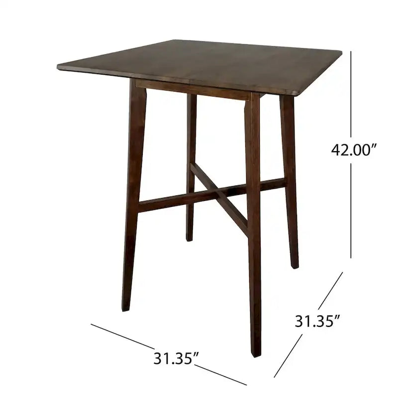 Table de salle à manger moderne hauteur bar 42, pieds en hévéa et plateau stratifié