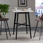 Table de salle à manger moderne hauteur bar 42, pieds en hévéa et plateau stratifié