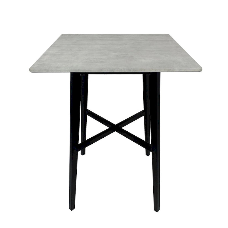 Table de salle à manger moderne hauteur bar 42, pieds en hévéa et plateau stratifié