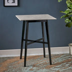 Table de salle à manger moderne hauteur bar 42, pieds en hévéa et plateau stratifié