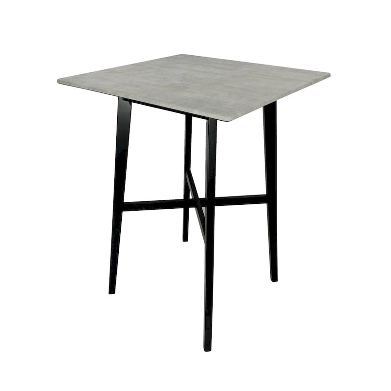 Table de salle à manger moderne hauteur bar 42, pieds en hévéa et plateau stratifié