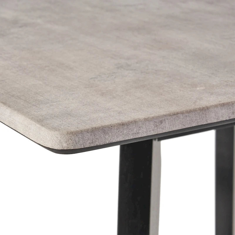 Table de salle à manger moderne hauteur bar 42, pieds en hévéa et plateau stratifié
