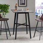 Table de salle à manger moderne hauteur bar 42, pieds en hévéa et plateau stratifié