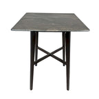Table de salle à manger moderne hauteur bar 42, pieds en hévéa et plateau stratifié