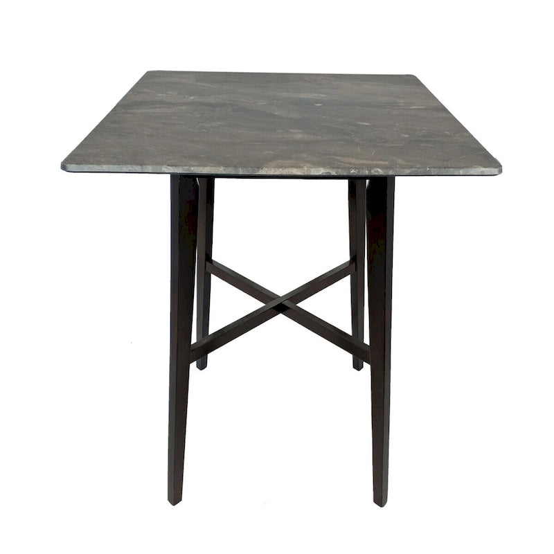 Table de salle à manger moderne hauteur bar 42, pieds en hévéa et plateau stratifié